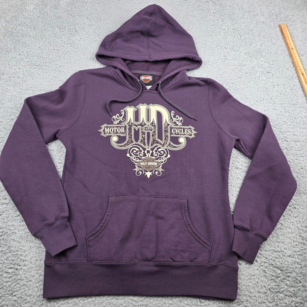 Harley Davidson Womens Purple Graphic Hoodie Brandt's Wabash IN Size S